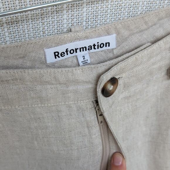Reformation Freddie High-Rise Straight-Leg Natural 100% Linen Pants, size 2 - Picture 4 of 9